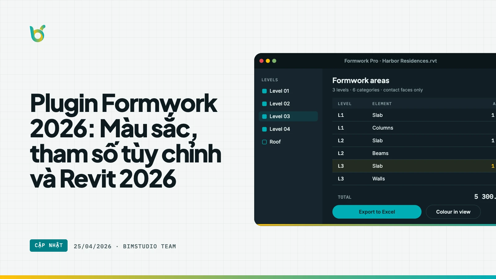 Plugin Formwork 2026: Màu sắc, tham số tùy chỉnh và Revit 2026